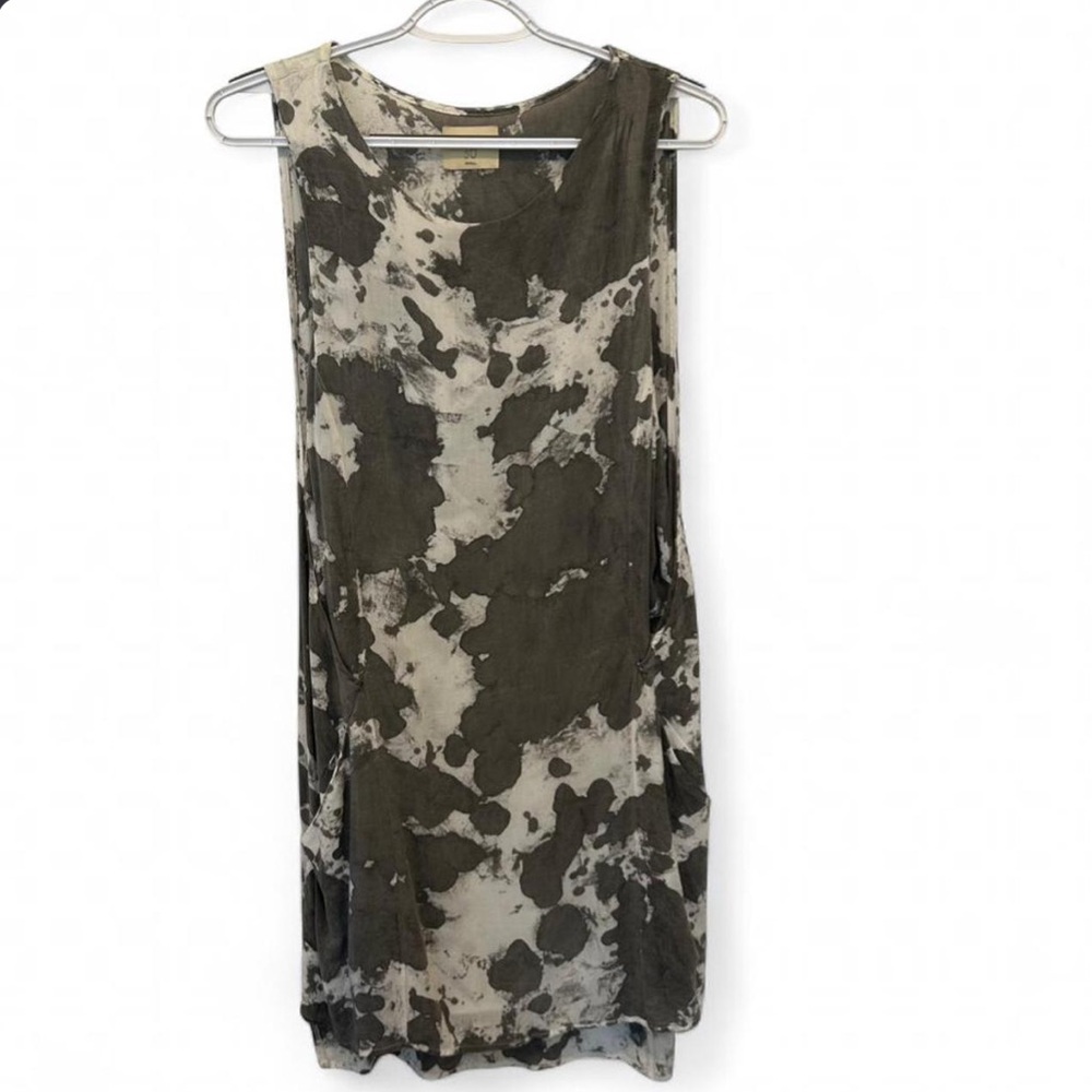 Tina Jo Abstract Tank Mini Shift Dress Pockets USA Art To Wear Rayon Sustainable